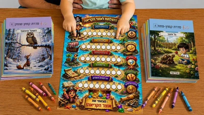 ילד מסמן התקדמות על מפת המסע של צליל התנועה