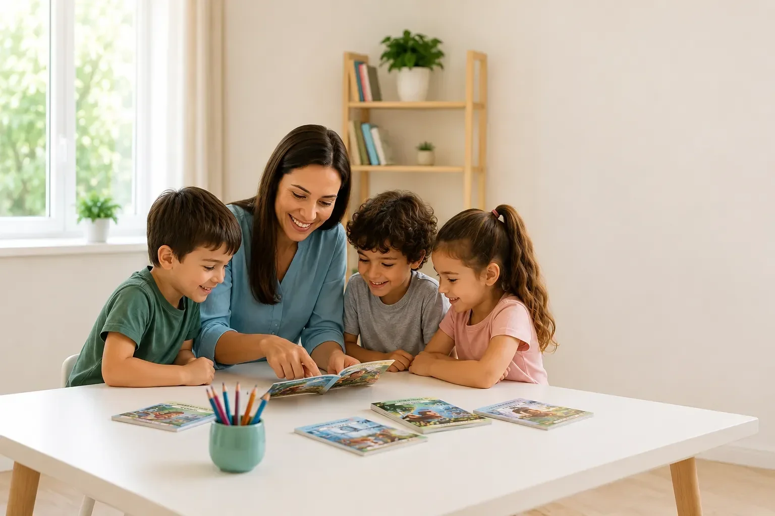 הורה וילד לומדים לקרוא יחד עם ערכת צליל התנועה
