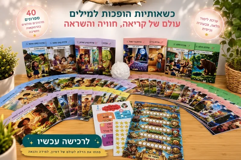 ערכת לימוד הקריאה המלאה צליל התנועה - ספרונים, מפת מסע, מדבקות ותעודת סיום